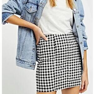 Free People black & white gingham Modern Femme mini skirt size 0